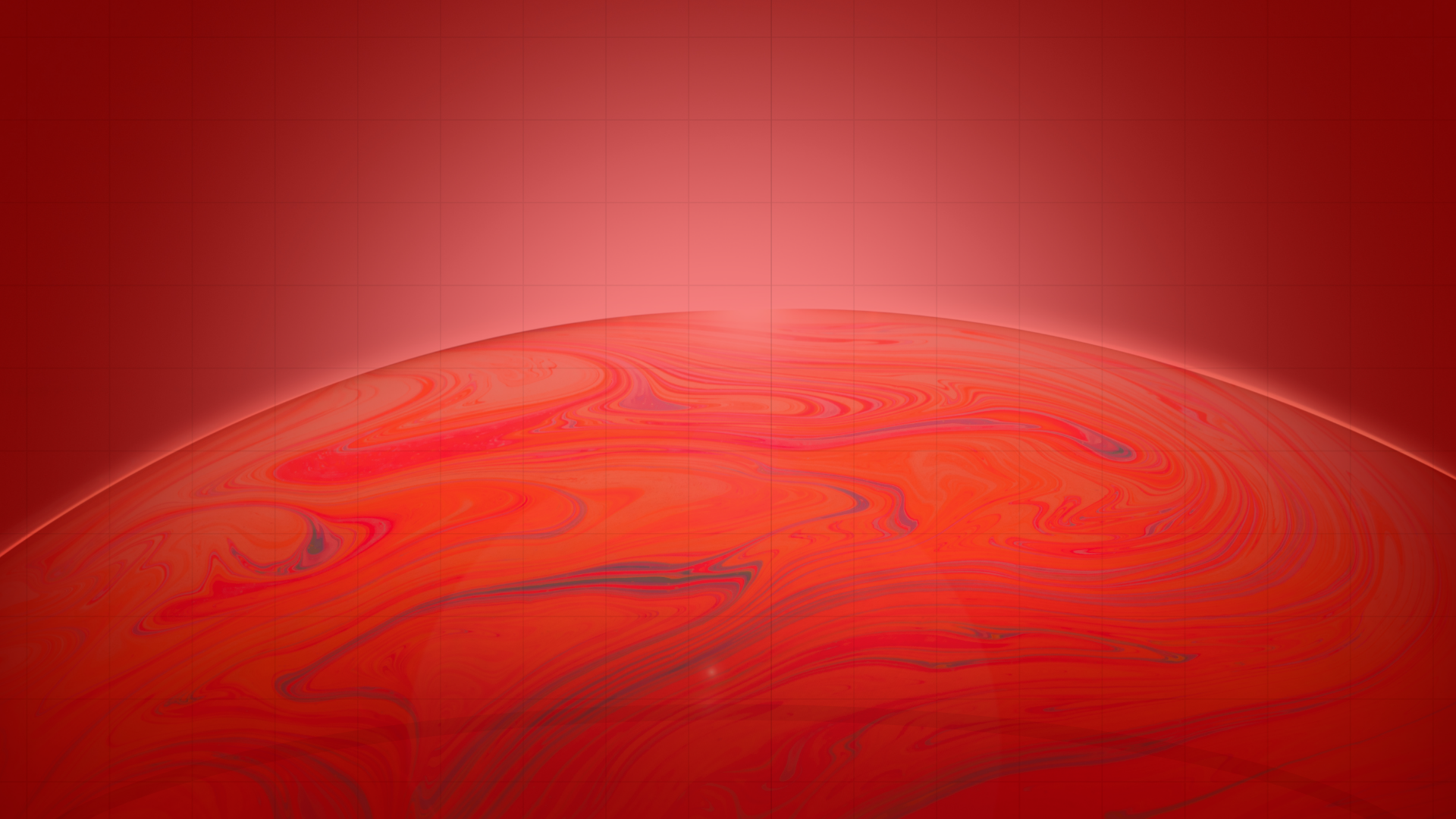 Close-up of a red and orange swirling pattern resembling a planet surface with a grid overlay.